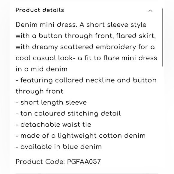 BNWT Princess Highway Folk Art Embroidered Denim Belted Dress - Picture 6 of 16